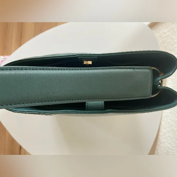 Nordstom Laura Croc Embossed Green Leather Handbag - Picture 9 of 9